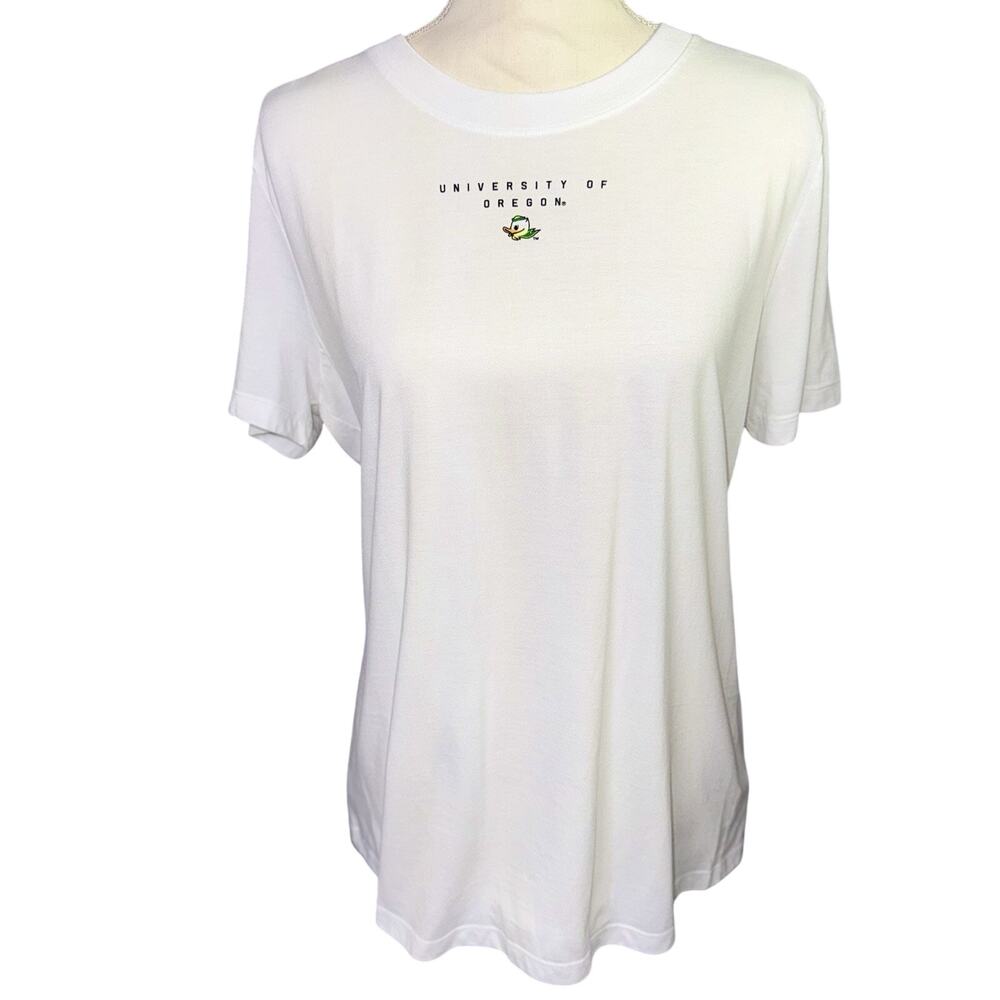 Nike Tee Mighty University Oregon Ducks Women XL White Double Side Puddles Shirt - Picture 2 of 6